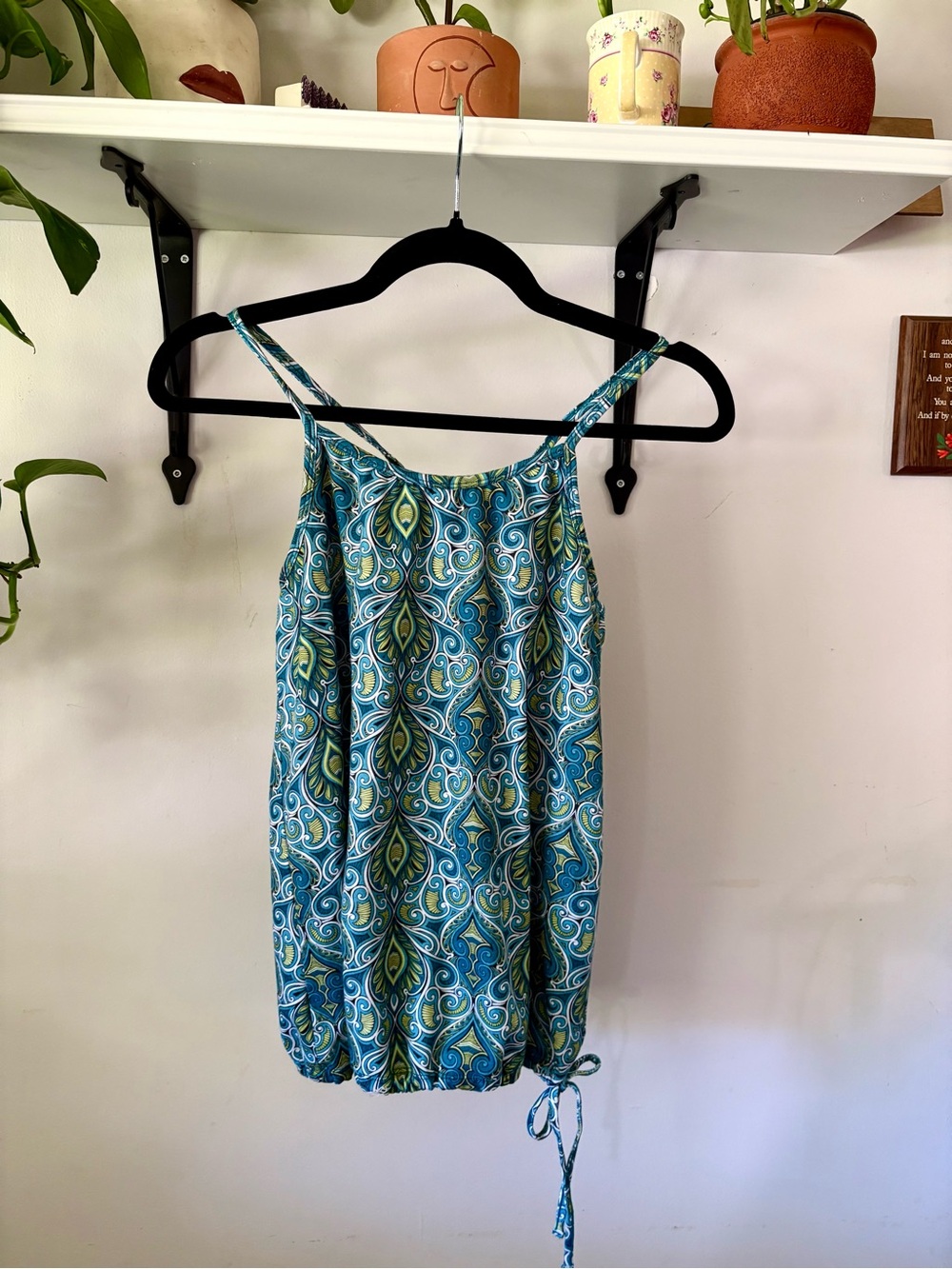 Blue & Green Patterned Spaghetti Strap Tank